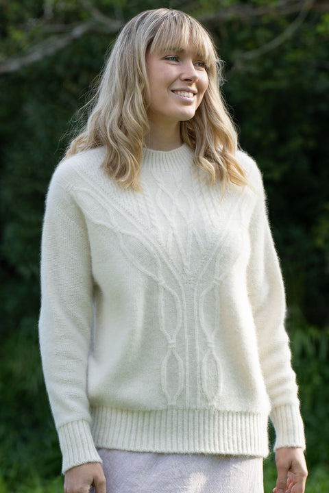 Alpaca Crew Neck Cable Jumper