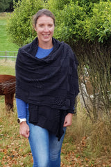 Kate wearing the Charcoal Black Royal Alpaca and Merino Textured Wrap