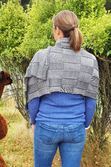 The back of the Dark Grey Charcoal Royal Alpaca and Merino Textured Wrap