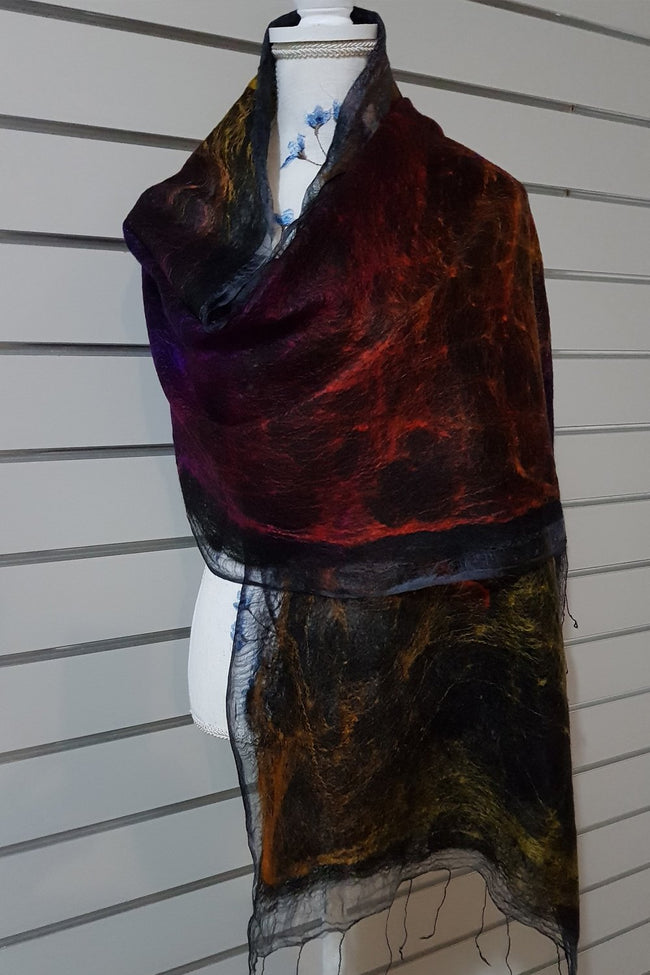 Paj Nuno Felted Alpaca Silk Coloured Scarf - Multi