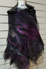 Paj Nuno Felted Alpaca Silk Coloured Scarf - Purples