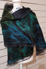 Paj Nuno Felted Alpaca Silk Coloured Scarf - Southern Seas